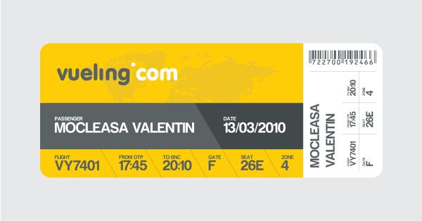 Corregir el nombre de un ticket o pasaje de Vueling